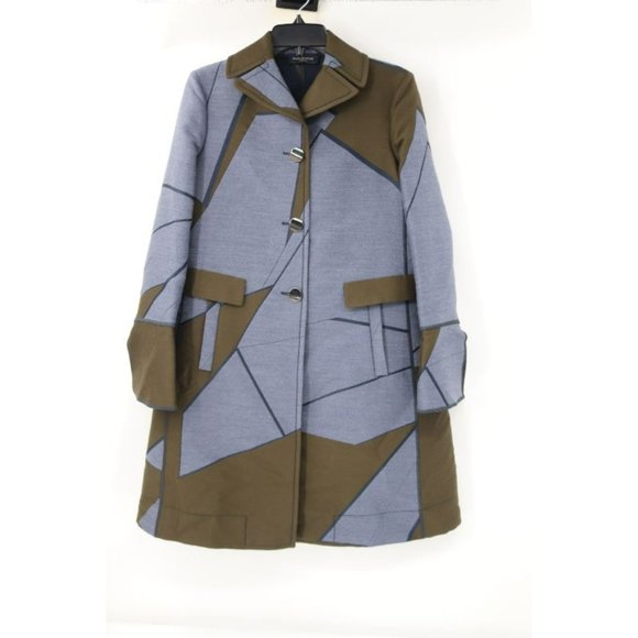 piazza sempione coat womens 42 wool blend geometric‎ colorblock button up jacket - Picture 1 of 16